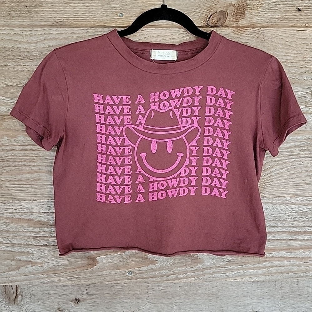 Altar'd State Xsmall Burgundy Boxy Cropped Tee